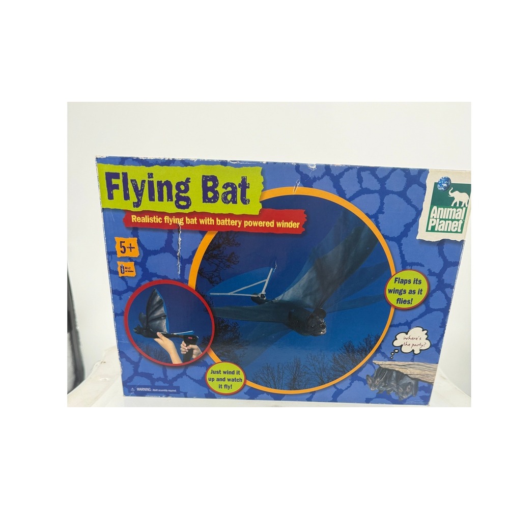 Animal Planet Flying Bat Toy Realistic Flapping Wings Battery Winder Box